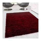 Carpettex Hochflor Teppich Wohnzimmer Einfarbig Design Prime Shaggy Teppich Rot 120x170 cm - Langflor Teppich Schlafzimmer Flokati Teppich Flauschig Super Soft Küchenteppich Wohnzimmerteppich