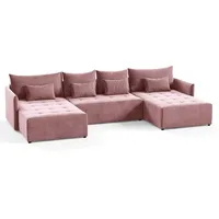 Sofnet Wohnlandschaft Rosa, Textil, 7-Sitzer, U-Form,Rechteckig, 365x80x180 cm, Wohnzimmer,