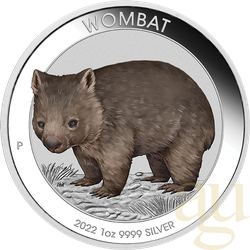 1 Unze Silbermünze Australien Wombat 2022 coloriert - Coincard