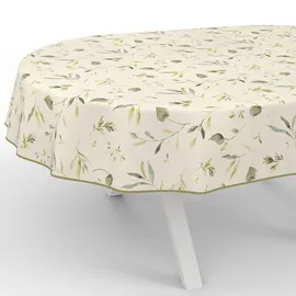 ANRO Wachstuchtischdecke Oval 220 x 140 cm Beige