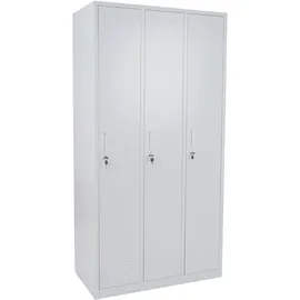 Mendler Schließfach Boston T829, Spind Wertfachschrank Schließfachschrank, Metall 3 Fächer ~ grau