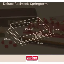 Zenker Rechteck-Springform DELUXE, eckige Premium-Backform mit emailliertem Boden und Auslaufschutz, Kuchenform mit Antihaftbeschichtung (Farbe: Schwarz