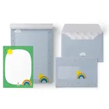 dabelino Liniertes Briefpapier-Set für Kinder: Regenbogen (für Mädchen/ Jungen, bunt)