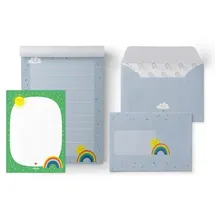 dabelino Liniertes Briefpapier-Set für Kinder: Regenbogen (für Mädchen/ Jungen, bunt)