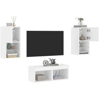 vidaXL TV-Schrank 4-tlg. TV-Wohnwand mit LED-Leuchten Weiß (1-St) weiß