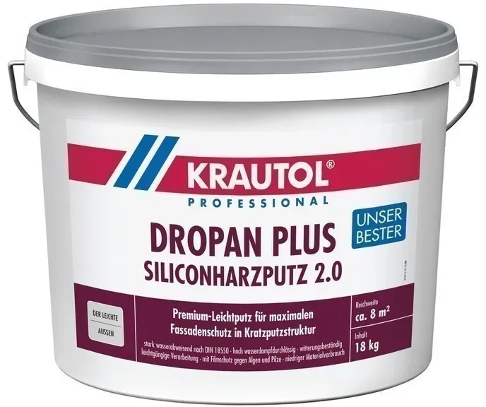 KRAUTOL DROPAN PLUS | Siliconharzputz - weiß - 18kg - 2,0mm