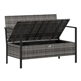 vidaXL Gartenbank 2-Sitzer mit Kissen Grau Poly Rattan