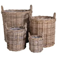 VCM Korbset Carly rund mit 4 stk. 40 x 46 x 40 cm braun