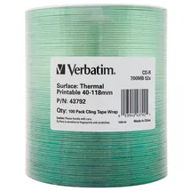 Verbatim CD-R 700MB Therma Printable 100PK WRAP, 43792