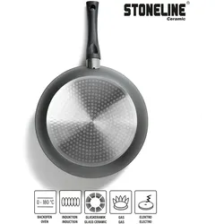 STONELINE® CERAMIC Bratpfanne 24 cm, Keramik-Beschichtung, mit Glasdeckel, Induktion geeignet
