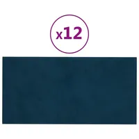VidaXL Wandpaneele 12 Stk. Blau 30x15 cm Samt 0,54