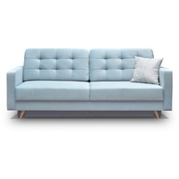 MOEBLO Schlafsofa CARLA, Kippsofa Sofa Klappsofa Couchgarnitur Couch Sofagarnitur Schlafcouch 3 Sitzer Gästebett, mit Schlaffunktion und Bettkasten, - (BxHxT): 229x95x97 cm blau