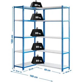 Proregal Eckregal Metall 180x100x40 cm blau