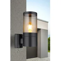 GLOBO Außenleuchte Edelstahl 102 x 240 mm 1x E27 schwarz
