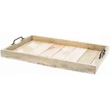 Vintage-Knietablett aus Holz mit Griffen, Latten-Design, Retro-Stil, Braun, holz, Large