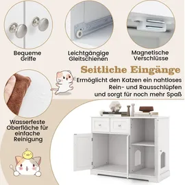 Costway Katzenschrank für Katzentoilette 100 x 45 x 80 cm Weiß