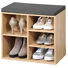 KESPER Schuhschrank 51,5 x 48 x 29,5 cm Eiche-Sonoma braun/grau mit Sitzkissen
