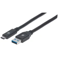 Manhattan USB 3.2 Gen1 (USB 3.0 / USB 3.1 Typ C Gen1-Kabel Typ C-Stecker auf Typ A-Stecker 5 Gbit/s, 3m schwarz