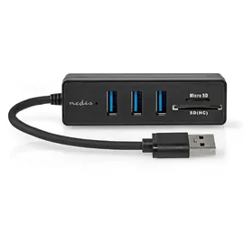 Nedis USB-Hub USB-A Stecker 3x USB A Buchse 5-Port Port(s) USB 3.2 Gen 1 Stromversorgung über USB 5 Gbps SD & MicroSD