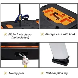 Proregal CRISTIANO 7 in 1 Klappbare Werkbank | 150-250 kg Tragkraft | Große Arbeitsfläche | vielseitiger Werktisch