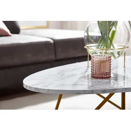 FineBuy Couchtisch Marmor Optik Weiß MDF 120 x 60 x 40 cm
