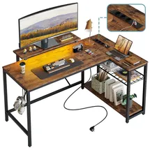 BESTIER Eckschreibtisch L-Form braun