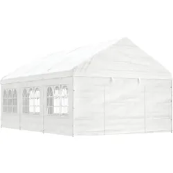 Pavillon mit Dach Weiß 6,69 x 4,08 x 3,22 m Polyethylen