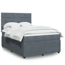 vidaXL Boxspringbett mit Matratze Dunkelgrau 140x200 cm Samt