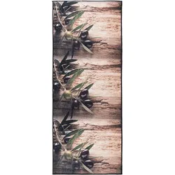 Küchenläufer SEHRAZAT "Kitchen 3070", braun (braun, grau), B:65cm H:8mm L:180cm, Kunstfaser, Teppiche, waschbar, Flachgewebe, Läufer, rutschfest, Kurzflor, Pflegeleicht