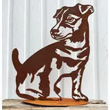 Gartenfigur Hund Jack Russell Terrier Rocco 45x38cm auf Platte Edelrost Gartendeko Wetterfest Rost Metall Rostfigur Tier von Steinfigurenwelt