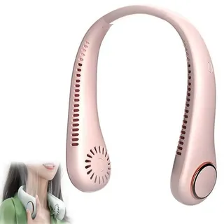 Hands-free Neck Fan for Sports, Tragbarer Nackenventilator, Hals Ventilator Wiederaufladbar, 3 Geschwindigkeiten Persönlicher Ventilator, Flügelloser Mini-USB Ventilator mit 360°-Kühlluftstrom (Rosa)