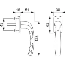 HOPPE Fenstergriff NY 0810/US10 Alu.F8707/ 32-42mm