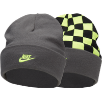 Nike Peak wendbare Smiley-Beanie mit hohem Bündchen für Kinder - Grau, EINHEITSGRÖSSE