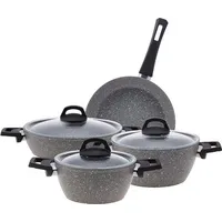 Famanu Kochtopfset 7-teilig mit Glasdeckeln - -Granite