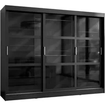 Mirjan24 Kleiderschrank Schwarz, Kunststoff, 4 Schubladen, Rechteckig, 250x203x65 cm, Schlafzimmer, Kleiderschränke