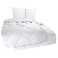 fan Microfaserbettdecke + Kopfkissen "Bettwaren-Set in 135x200 cm, für Sommer oder 4-Jahreszeiten", weiß, B/L: 135cm x 200cm Anzahl Teile 2, B/L: 80cm x 80cm Anzahl Teile 2, Bezug: Kunstfaser Füllung: Kunstfaser, normal, Bettdecken Bezug: 100% Polyester.