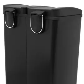 MonsterShop Doppel Tretmülleimer 60 l Schwarz