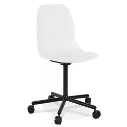 KADIMA DESIGN Moderner Bürostuhl aus Kunststoff | Ergonomischer Schreibtischstuhl mit Rollen | Weißer Computerstuhl mit optimaler Rückenunterstützung | Kadima