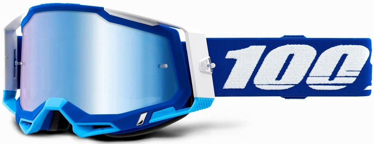 100 Percent Racecraft 2 S22, lunettes de soleil miroir - Bleu/Blanc/Bleu Clair Bleu Réfléchissant