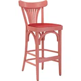 2er-Set Cabris | Bugholz Barhocker | Holz / Leder | Rosa / Rot | Bugholz