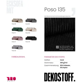 bromarkt Ecksofa Adi XL Schlaffunktion Bettkasten L-Form, 125x230 cm Schwarz - Schwarz