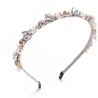 IYOU Schick Kristall Stirnband Strass Grau Haarbänder Perle Delicate Vintage Party Haarschmuck für Frauen und Mädchen