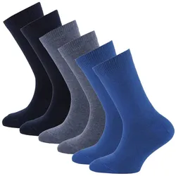 ewers Kinder Unisex Socken, 6er Pack - Basic, Baumwolle, einfarbig Blau/Marine 31-34