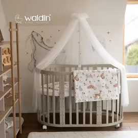 Waldin Babybett OWAL Kinderbett 7in1 mit Matratze, mitwachsendes Kinder-Bett