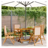 vidaXL Gartenstühle Verstellbar 4 Stk. Beige Stoff und Massivholz