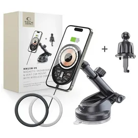 techprotect MM15W-V6 Autohalterung mit 15 W Ladegerät für Armaturenbrett und Lüftungsschlitze Schwarz