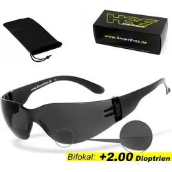 Sportbrille | SPRINTER 2.3 +2.00 Dioptrien | smoke | Leseteil | beschlagfrei grau No Size