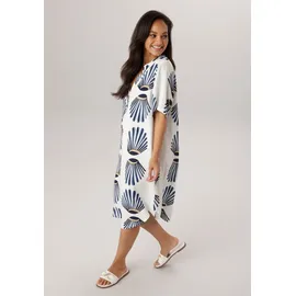 aniston plus Blusenkleid Blau/Beige/Weiß 44