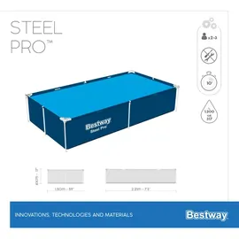 BESTWAY Steel Pro Frame Pool 221 x 150 x 43 cm inkl. Filterpumpe und Reparaturset