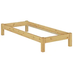 Erst-Holz Einzelbett Futonbett 90x200 Kiefer natur Massivholz-Bettrahmen Rollrost aus Federleisten 60.35-09FL